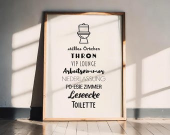 Toilet Poster A5 A4 A3 | Funny Bathroom Poster with Sayings | Humorous Gift Idea for Guest Toilet Wall Decoration