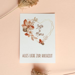 Joyeux mariage - carte de mariage personnalisée avec des coeurs