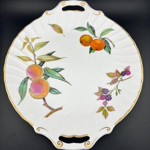 Royal Worcester Serving Tray, Arden Cake Plate, 1970s Fruit Design, Vintage Tableware, Home Decor, Collectible, Kitchen Decor