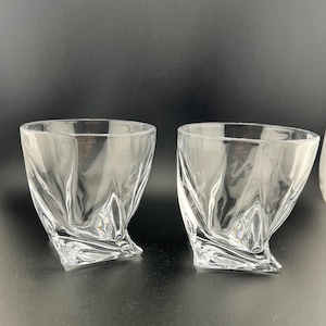 Pair of Mikasa Crystal Motion Glasses, Double Old Fashioned Glasses, Crystal Drinkware, Barware Set, Elegant Drink Glasses, Unique Glassware