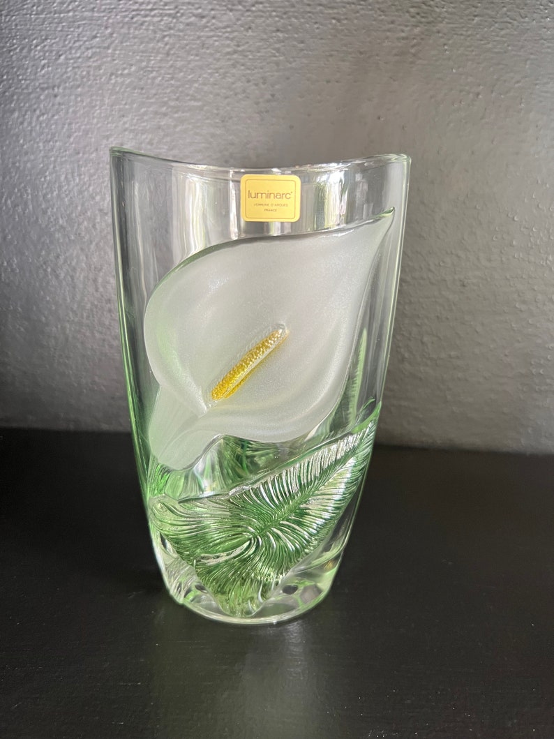 Vintage French White Calla Lily Peace Lily 3D Vase Luminarc Etsy
