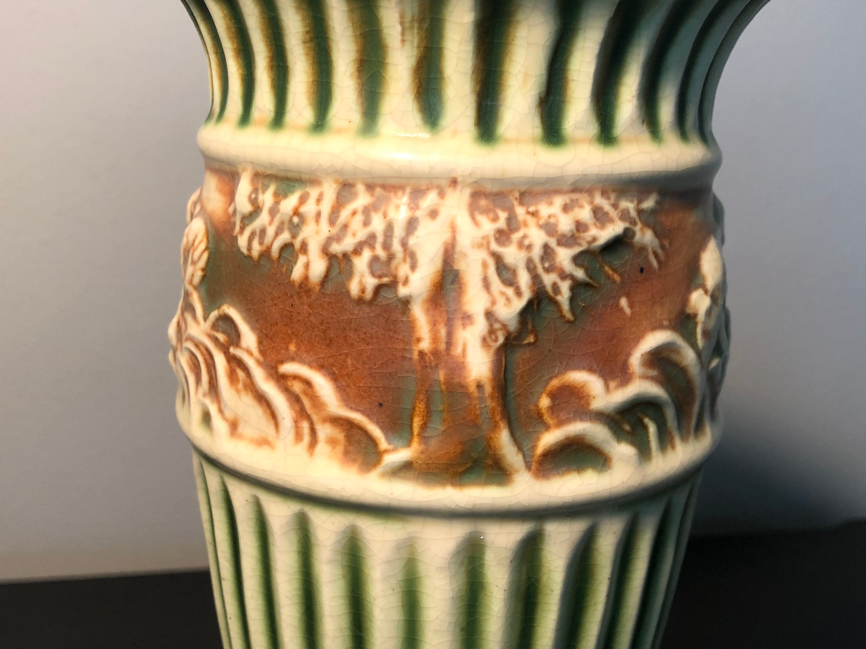 Roseville Donatello 10 Vase Cherub Musicians Ivory Fluted Etsy