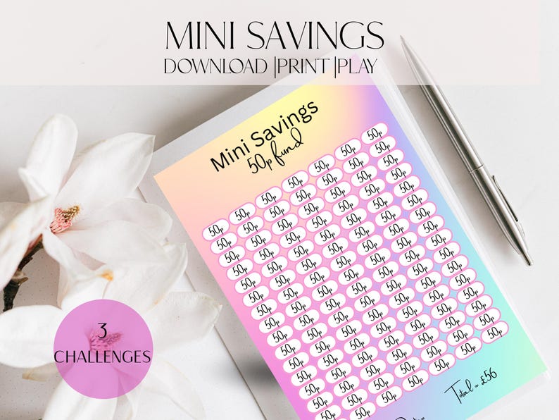 Printable Low Money Savings Challenges, UK Currency Savers, A6 50p ...