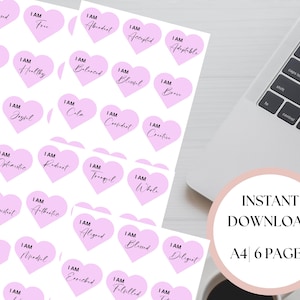 Mots roses à imprimer sur le tableau de visualisation. 72 cartes d'affirmation de soi prêtes à l'emploi, imprimables Vision Boards, cartes d'affirmation positive en gris. PDF A4.