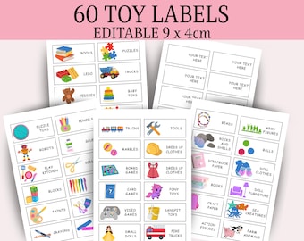 60 Editable Toy Bin Storage Labels, Editable Toy Labels, Kids Picture Storage Labels, Organisation Storage Stickers
