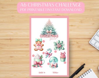 Coquette Weihnachts-Spar-Challenge, A6 Weihnachts-Sparfonds, Bargeld-Spar-Challenges, Festtags-Sparer, Taschengeld-Sparer, Sparen ohne Währung