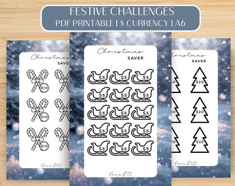Weihnachtsspar-Challenge, A6 Weihnachtsspar-Challenge, US Größe, Festliche Sparer, Taschengeld-Sparer, Dollar-Währung