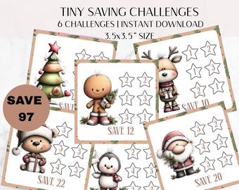 Tiny Whimsical Christmas Savings Challenge: Kids' Money Saving Game, Xmas Saving Challenges (Digital Download PDF)