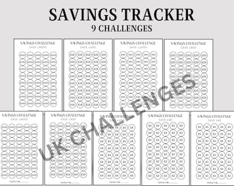British Pounds Savings Challenge Bundle: Money Saving Trackers (Digital Download PDF A4/A6 Size)
