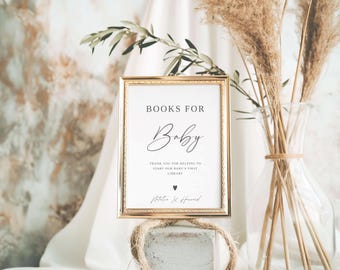 Minimalistyczne książki dla dziecka: edytowalny szablon na baby shower (5x7 i 8x10)