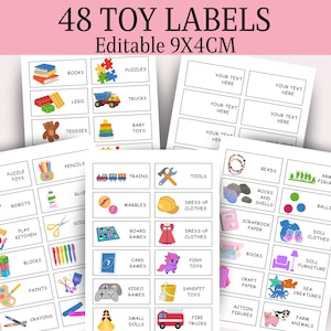 48 Editable Toy Bin Storage Labels, Editable Toy Labels, Kids Picture Storage Labels, Organisation Storage Stickers