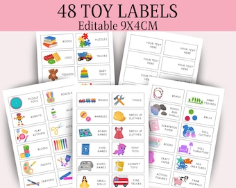 48 Editable Toy Bin Storage Labels, Editable Toy Labels, Kids Picture Storage Labels, Organisation Storage Stickers