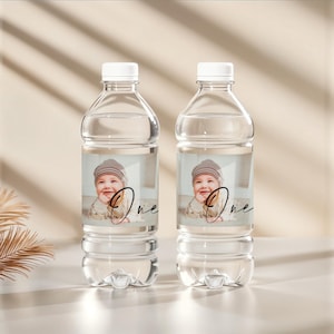 Personalized Birthday Water Bottle Label: Photo Upload, Editable Template