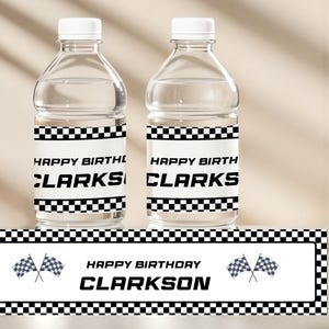 Editable Racing Car Water Bottle Label Template: Race Car Party Decor (8.5x2&quot;)
