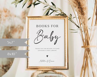 Minimalistyczne książki dla dziecka: edytowalny szablon na baby shower (5x7 i 8x10)