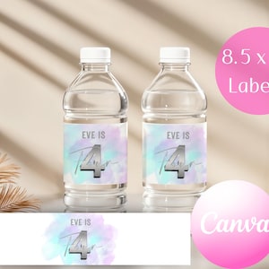 Personalized Birthday Water Bottle Label: Photo Upload, Editable Template