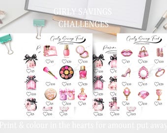 Beauty Savings Challenge Trackers, Make Up Savings Fund, Girly Savers, UK Savers, Pink And Marble, Self Care Challenges, Printable A5,