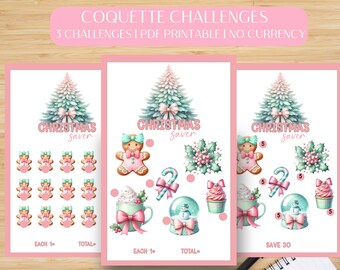 Kokette Weihnachtsspar-Challenge, A6 Weihnachtssparkasse, Cash-Stuffing-Challenge, Festtagssparer, Taschengeld-Sparer, keine Währung-Sparer
