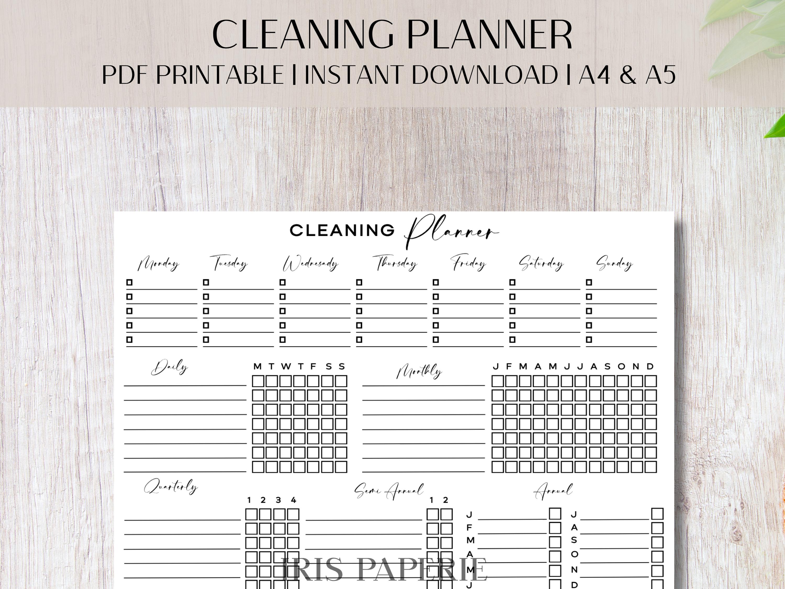 Printable Cleaning Schedule Checklist, Minimalist Weekly Housework ...