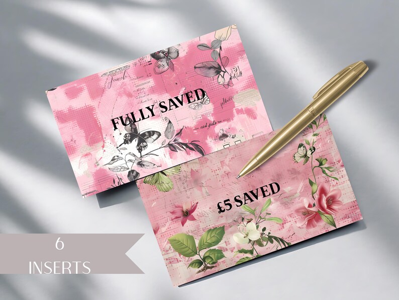 A6 Pink Chic Cash Envelope Inserts, Pounds Currency Inserts, Zipper ...