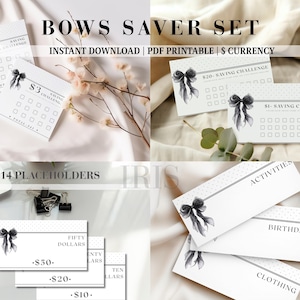 Printable Saver Set, Money Placeholders For Budget Binders, Bow Design Prop Money For A6 Binders, Ready To Print, Digital Download