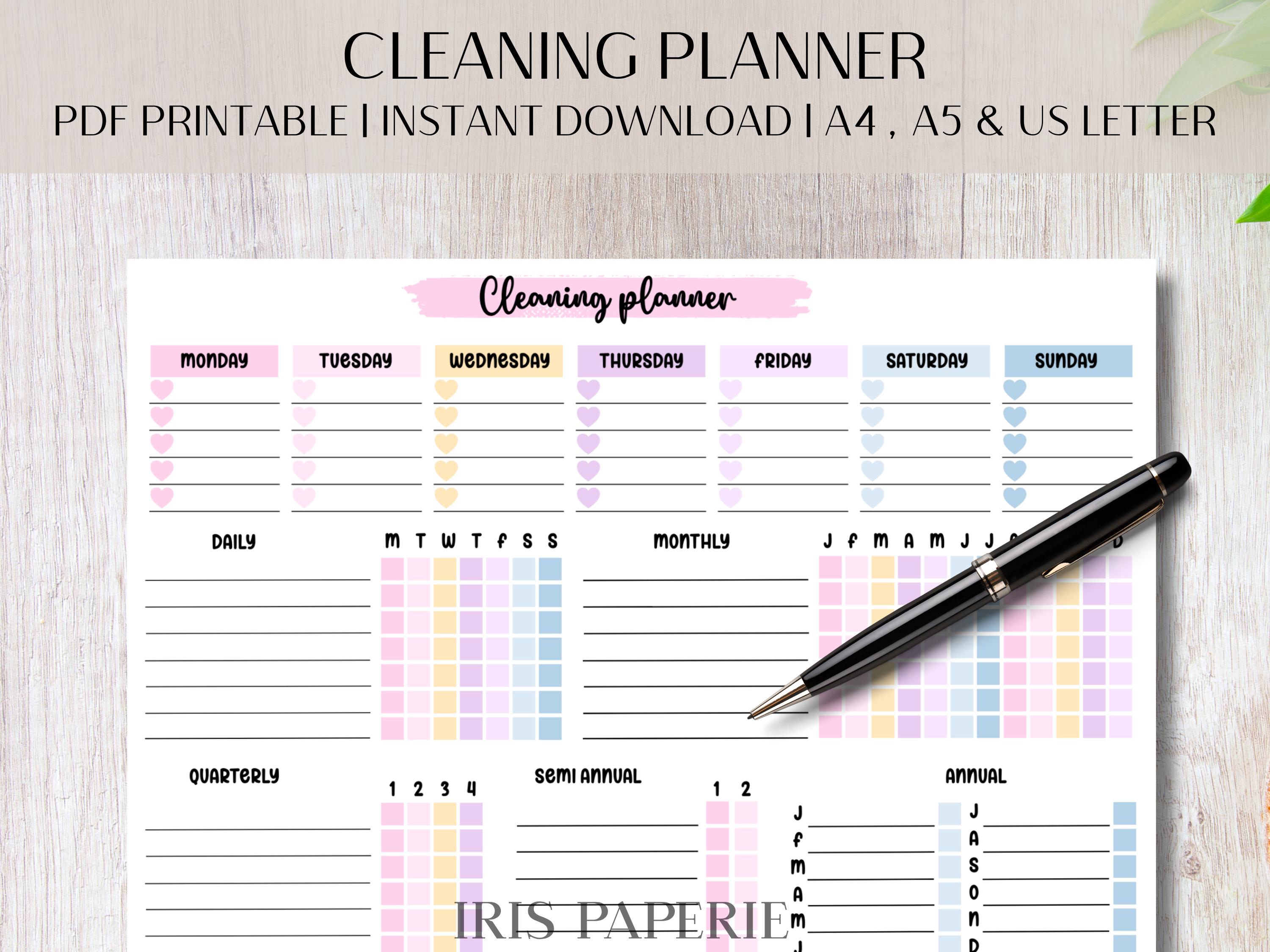 Printable Cleaning Schedule Checklist, Minimalist Weekly Housework ...