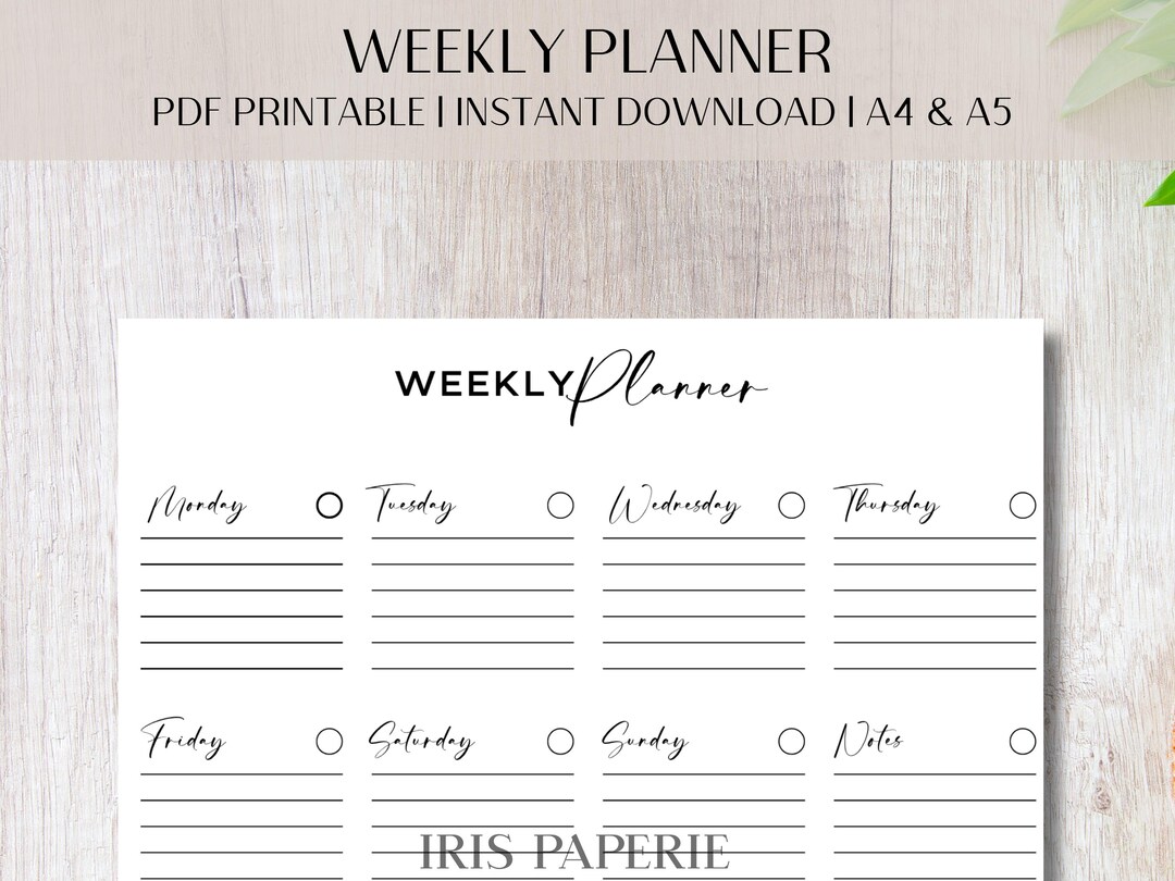 Printable Daily Planner Page, Minimalist Weekly to Do List Print ...