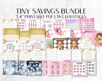 Tiny Money Savings Challenges Bundle, Low Budget, Cash Stuffing Challenges, Money Savings Games, Kids And Adults Budgeting Digital Download