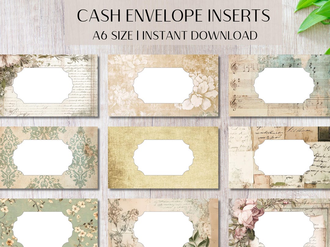 A6 Printable Cash Envelope Inserts: Pastel Floral Vintage Inserts ...