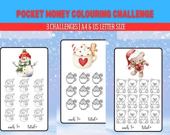 Weihnachtsspar-Challenge, A6-Weihnachtsspar-Fonds, Cash-Stuffing-Challenge, A4- und US-Größe PDF, Festtagssparer, Taschengeldsparer