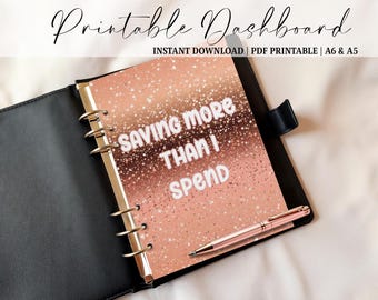 Quote Money Saver Dashboard Insert For Binders. A6 A5 Binder Dashboards, Rose Gold Dashboard, Cash Saving And Budgeting, Digital PDF.