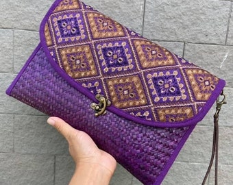 Purple Hand Woven Clutch