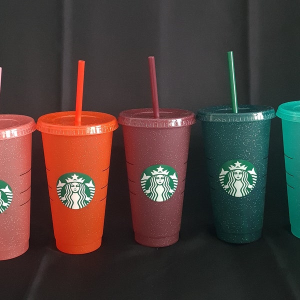 Personalisierbare Starbucks Becher Glitzer Cold Cup Tumbler versch. Schriften, Farben und Designs Benutzerdefiniert BPA frei personalisiert