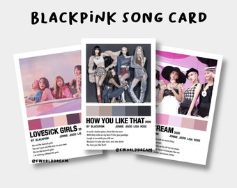 Blackpink Song Card I Jennie Jisoo Rose Lisa I  How you like that I Ice cream I Lovesick Girls I Kill This Love I kpop album