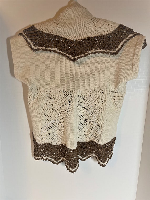 Vest with Detailed Border Accented with Sequins -… - image 2