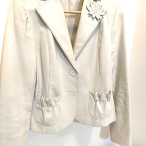 White Leather Jacket Size Small