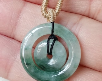 Double Donut Pendant Necklace Jade Pendant Natural Jadeite Grade A S3514