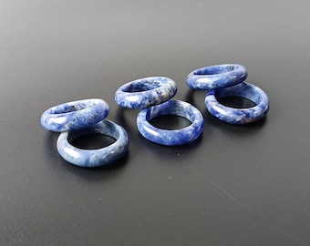 Blue Stone Ring 7-8US Authentic Blue Sodalite Ring Natural Grade A
