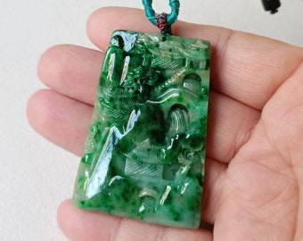 Certified Landscape Jade Pendant Necklace Natural Jadeite Grade A JP808818