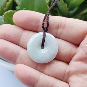 Donut Pendant Necklace Jade Pendant Necklace Donut Carved Green Jade Pendant Natural Burmese Jadeite Grade A P8018