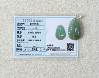 Certified Jade Pendant Necklace Natural Burmese Jadeite Grade A JP3262