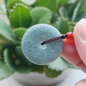 Donut Pendant Necklace Jade Pendant Necklace Donut Carved Jade Pendant Natural Jadeite Grade A P1012