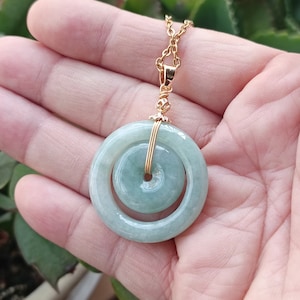 Double Donut Pendant Necklace Jade Pendant Natural Jadeite Grade A K4004