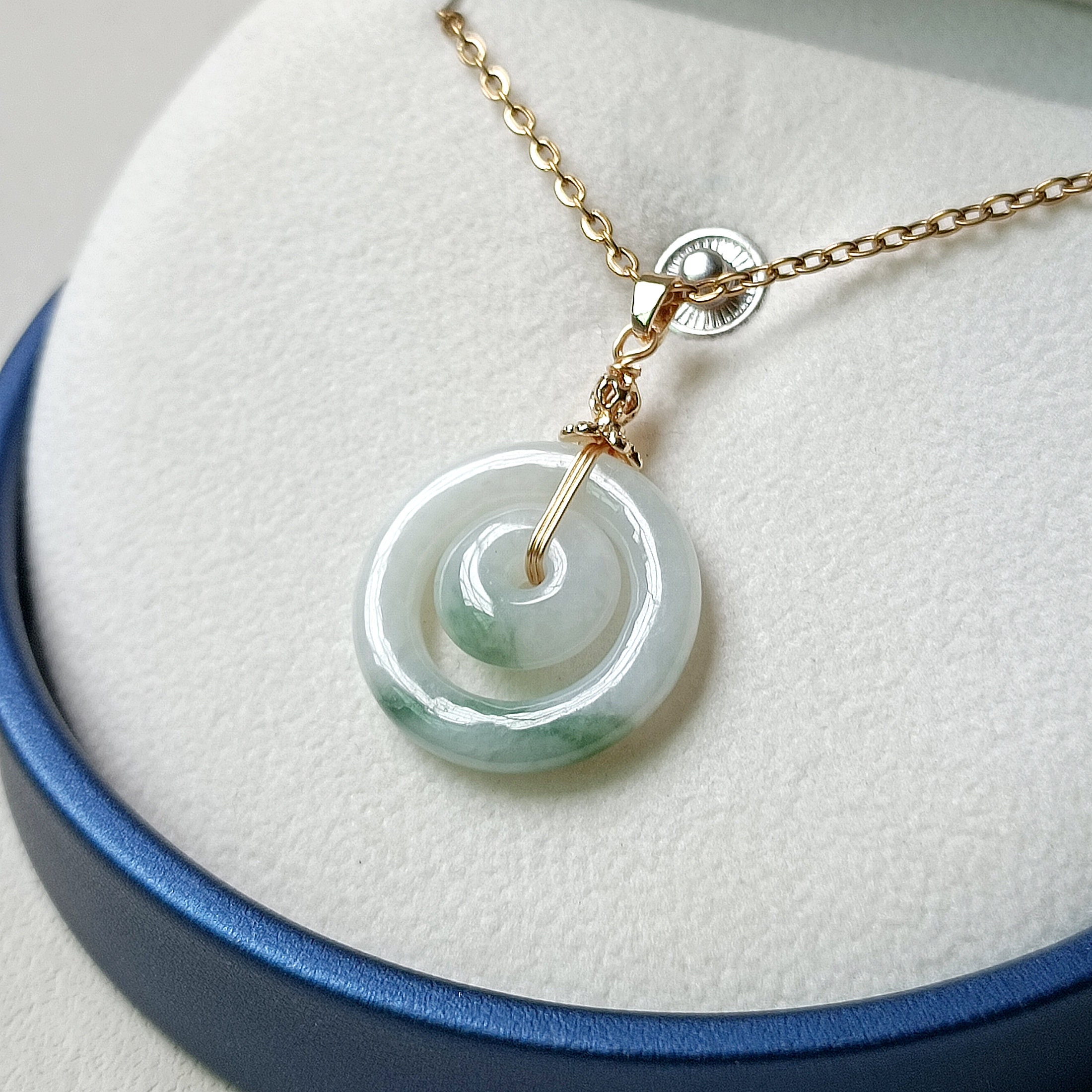 Double Donut Pendant Necklace Jade Pendant Natural Jadeite Grade A