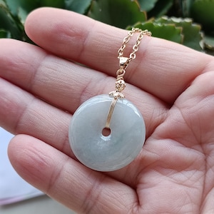 Donut Pendant Necklace Jade Pendant Necklace Donut Carved Green Jade Pendant Natural Burmese Jadeite Grade A P3507
