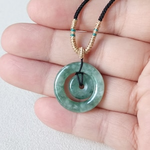 Double Donut Pendant Necklace Jade Pendant Natural Jadeite Grade A S3504