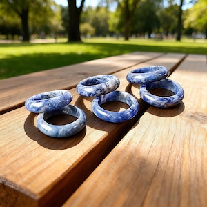 Blue Sodalite Ring: Authentic Grade A Gemstone (7-8US)