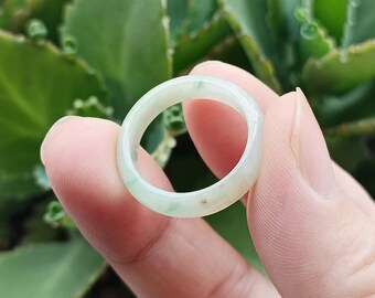 7.5US Natural Green Jade Ring Natural Burmese Jadeite Grade A R1511