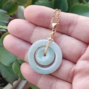 Double Donut Pendant Necklace Jade Pendant Natural Jadeite Grade A K4006