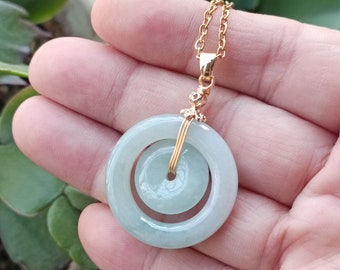 Double Donut Pendant Necklace Jade Pendant Natural Jadeite Grade A K4006